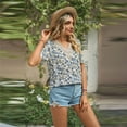 thumbnail image 2 of Zoeecloth Women's V Neck Shirts Casual Floral Print Short Sleeve Summer Shirts Tops Fashion Loose Blouses, 2 of 10