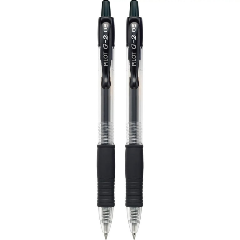 Pilot G2 Retractable Gel Pens, Extra Fine, Black, 2 Pack