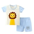 thumbnail image 1 of Ensemble de Blouse à Manches Courtes et Col Rond pour Enfants, Mélange Polyester-Coton, Tissu Doux et Respirant, Haut et Short Assortis, Tenue Décontractée pour la Maison, pour Garçons et Filles de 2 à 10 Ans, 1 of 2