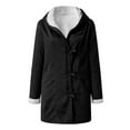 thumbnail image 3 of Frontwalk Ladies Shaggy Buttons Hoodies Fluffy Casual Trench Coats Women Solid Color Winter Warm Jacket Black L, 3 of 3