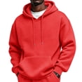 thumbnail image 2 of Fleece Hoodie Men Basic Plain Pullover Cotton Blend Oversized Red S, 2 of 7