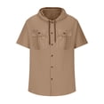 thumbnail image 4 of pstuiky Camisas de manga corta para hombre, Blusa informal de manga corta con capucha, botones y bolsillo con cordón de color sólido para hombre. camisas casuales para hombre xxl, 4 of 6