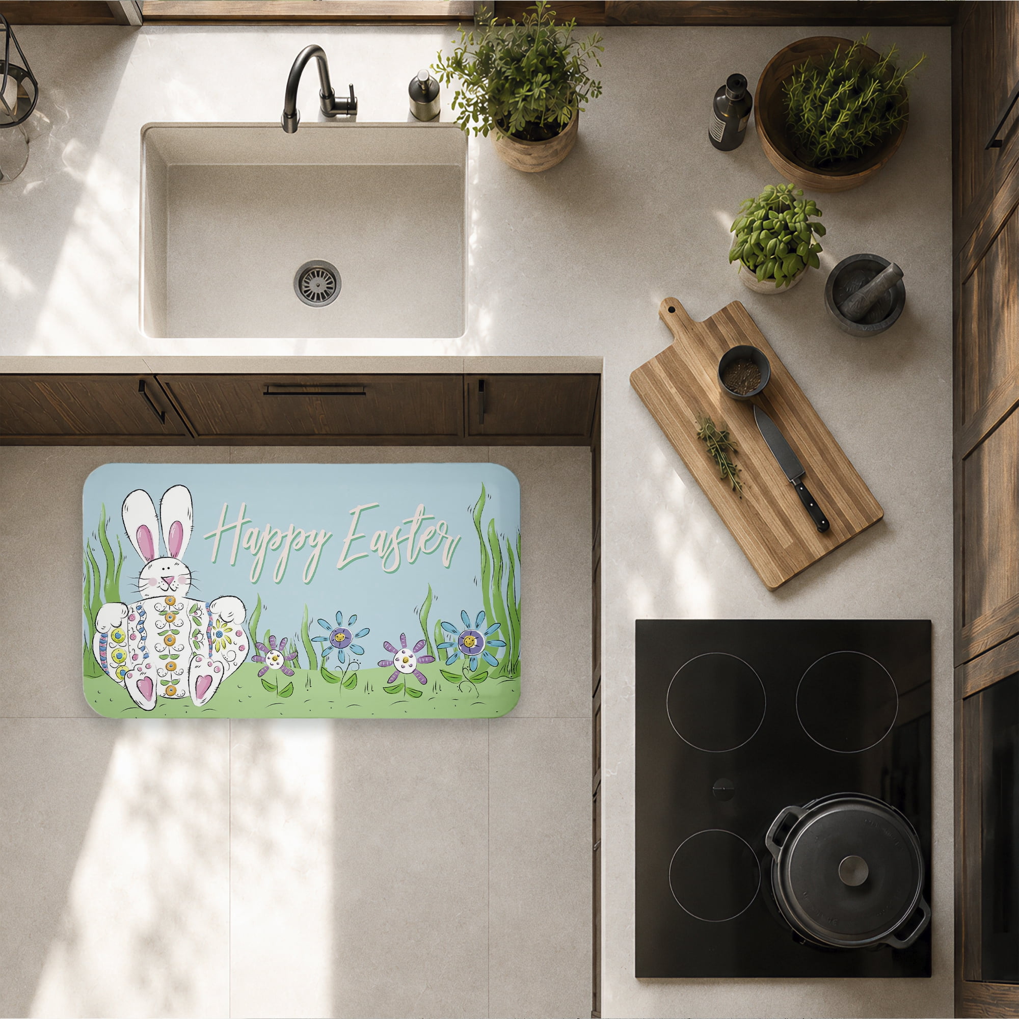 Stupell Industries Happy Easter with Florals Printed Anti-Fatigue Floor Mat, design by Deidre Mosher