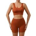 thumbnail image 4 of Women Seamless Ribbed Yoga Sets Workout 2 Pc Gym Ribbed Crop Tank Bar And Shorts, 4 of 11