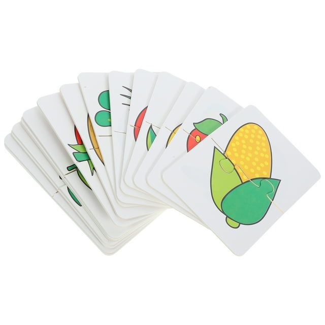 Miangastore 1 Set of Fruit Vegetable Learning Cards Kids Playthings Interesting Puzzle Cards Learning Supply