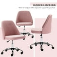 thumbnail image 2 of Home Office Chair, Mid Back Armless Fabric Upholstered Desk Chair with Wheels Adjustable Swivel Vanity Chair for Bedroom,Living Room, Pink, 2 of 8