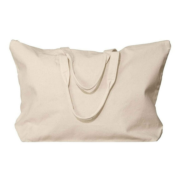 Ultraclub Canvas Interior Pocket Gusset Zippered Tote Bag, Style 8863