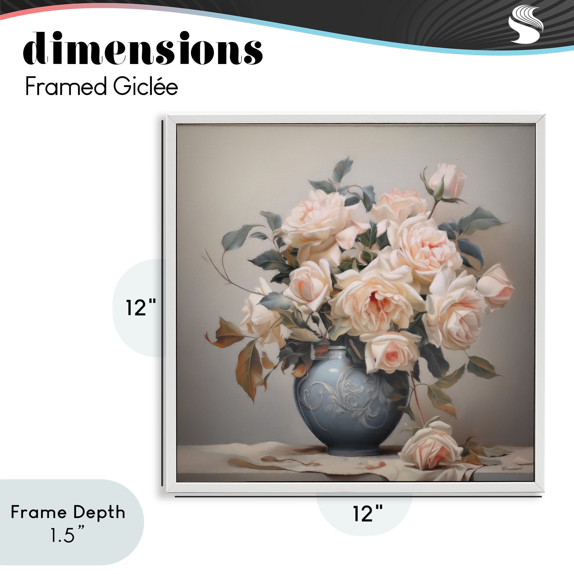 Stupell Industries Rose Paragon Vase White Framed Giclee Art, design by Steve Hunziker
