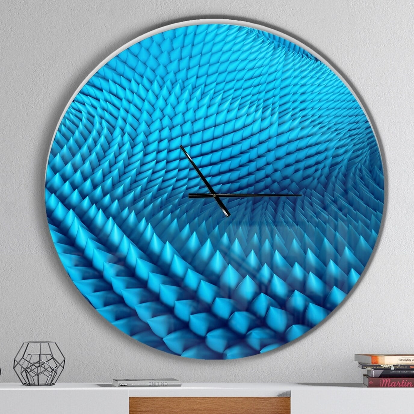 DESIGN ART Designart 'Abstract Blue Wavy Background' Oversized Modern