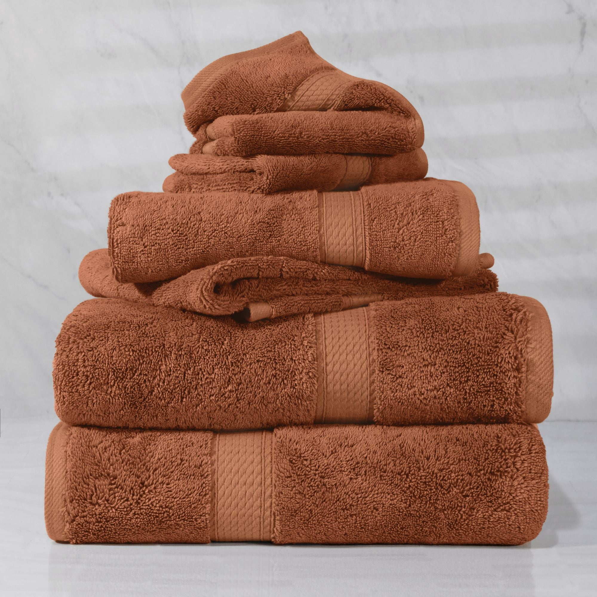 Superior Egyptian Cotton Heavyweight 6-Piece Towel Set, Rust