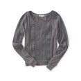 thumbnail image 1 of Aeropostale Juniors Solid Ls Lattice Front Embellished T-Shirt 032 L, 1 of 1