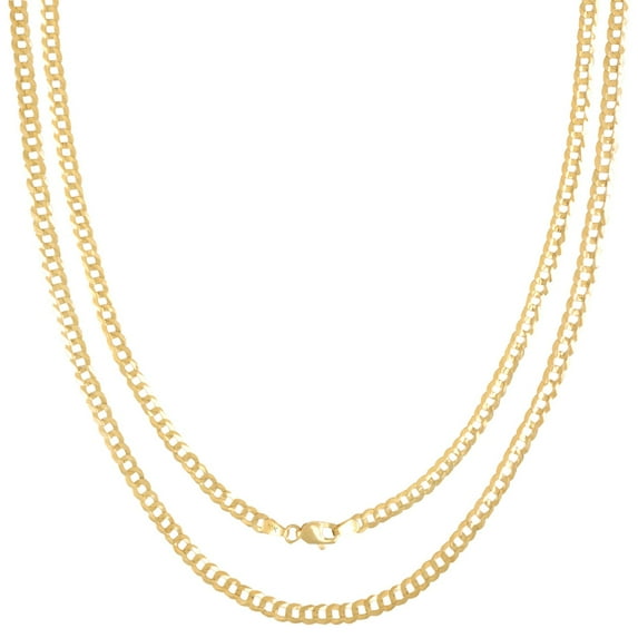10K Yellow Gold 3.80MM Cuban Link Curb Chain Necklace for Men and Women ( Unisex ), 18"-30"