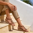 thumbnail image 4 of Ablanczoom Womens Wedge Sandals: Comfortable Dressy Sandals Women Shoes Elastic Ankle Strap Summer Beach Footwear, 4 of 6