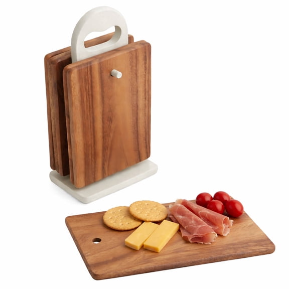 Acacia Wood 7 Piece Acacia Wood Tray Serving Set