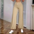 thumbnail image 2 of WTOBBY Women's Vintage Bloom Palazzo Pants - High Waist Wide Leg Trousers with Dual Pockets & Breathable Cotton Blend for Street Fashion,Beige L, 2 of 5