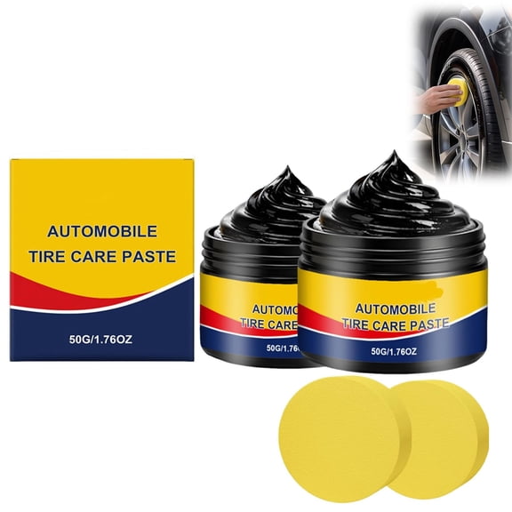 Tire Shine Cream,Automobile Tire Care Paste,Professional Car Tires Wax for Deep Black Gloss,Removes Scratches & Restores High-Gloss Finish for Alloy Wheels, Tire Rims