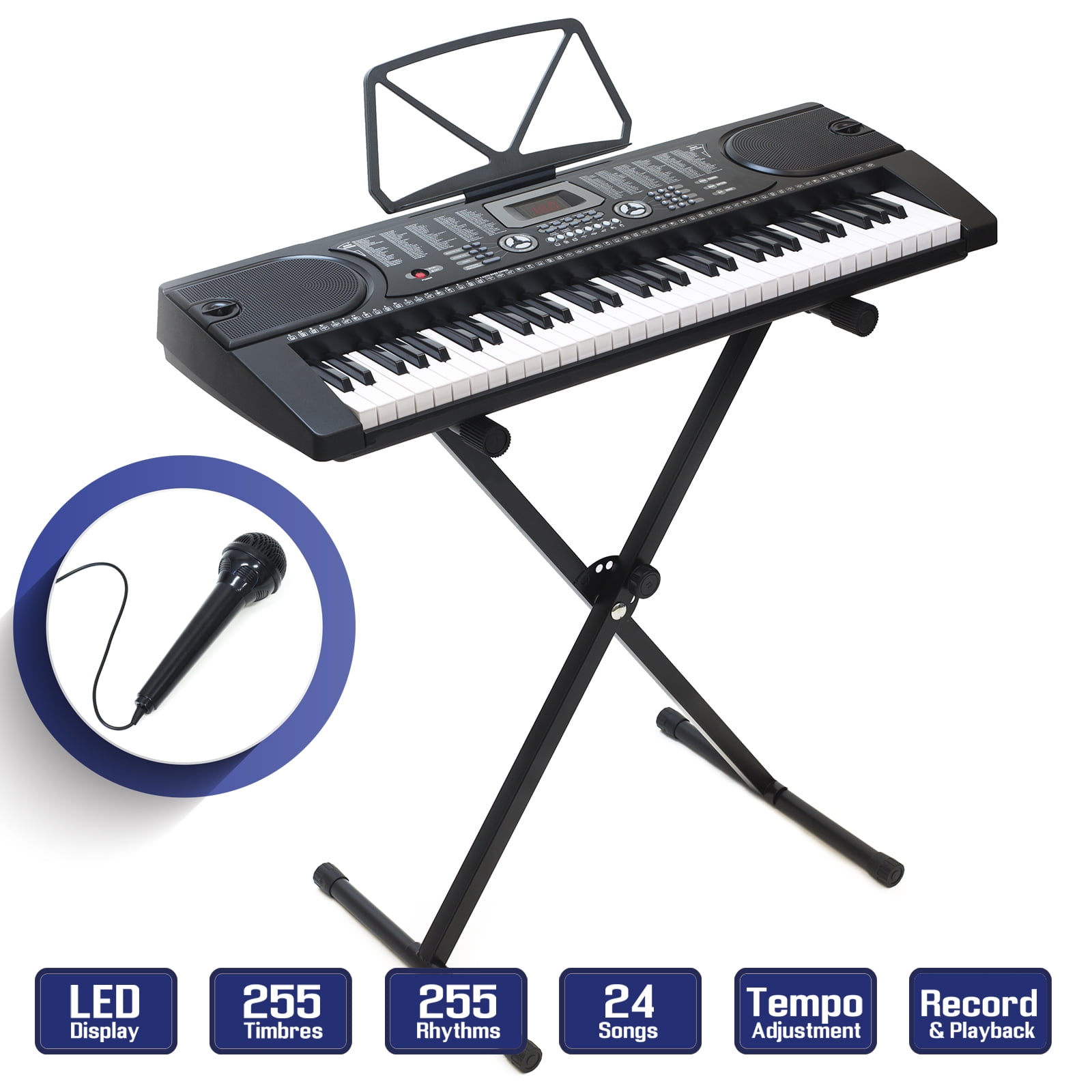 teclado multifuncional de piano digital portátil de 61 teclas Kasachoy con micrófono y teclado musical para niños Teclado eléctrico