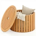 thumbnail image 1 of Gymax Table d'Appoint Extérieur 2-en-1 avec Trou pour Parasol de Rangement et Base Amovible pour Cour Arrière, 1 of 10