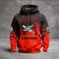 thumbnail image 2 of XIAOCHA Vintage Aviation Hoodie For Men Aircraft Patch Print Pullover Top Drawstring Hooded Sweatshirt, Brick Red, Sizes XXL, 2 of 4