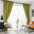 thumbnail image 7 of Voguele Blackout Curtain Energy Efficient Drapes Thermal Insulated Privacy UV Protection Window Panel Velvet Rod Pocket Yellow -green W:59"x H:71"/ 150cm*180cm, 7 of 7