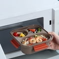 thumbnail image 4 of Sokhug Brown Plastic Divided Bento Box - Microwave-Safe Lunch Container with Lid for Work, Picnic, 6.7x3.4 Inch, 4 of 6
