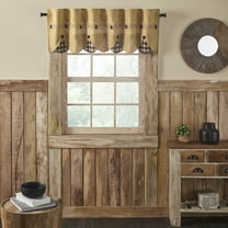 VHC Brands Pip Vinestar Scalloped Layered Valance 18x60, Window Treatment, Bedroom, Living Room, Dining Room, and Kitchen Decor, Cotton, Pip Vinestar Collection, 18x60, Natural
