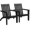 thumbnail image 1 of Gymax Set of 2 Outdoor Wooden Adirondack Chair Patio Lounge Chair w/ Armrest Black, 1 of 6