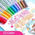 thumbnail image 4 of Juego de rotuladores de contorno de doble línea, rotuladores mágicos de Color metálico para arte, pintura, escritura, suministros escolares, 8/12/24 colores, 4 of 4