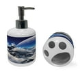 thumbnail image 2 of Ambesonne Fantasy Soap Dispenser & Toothbrush Holder Set, Snow Capped Mountain, 2 Pcs, White and Navy Blue, 2 of 5