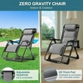 thumbnail image 5 of Lilypelle Ice Silk Zero Gravity Chair, Folding Portable Padded Reclining Lounge Chair with Headrest, Side Table, Supports up to 440lbs,Gray, 5 of 10
