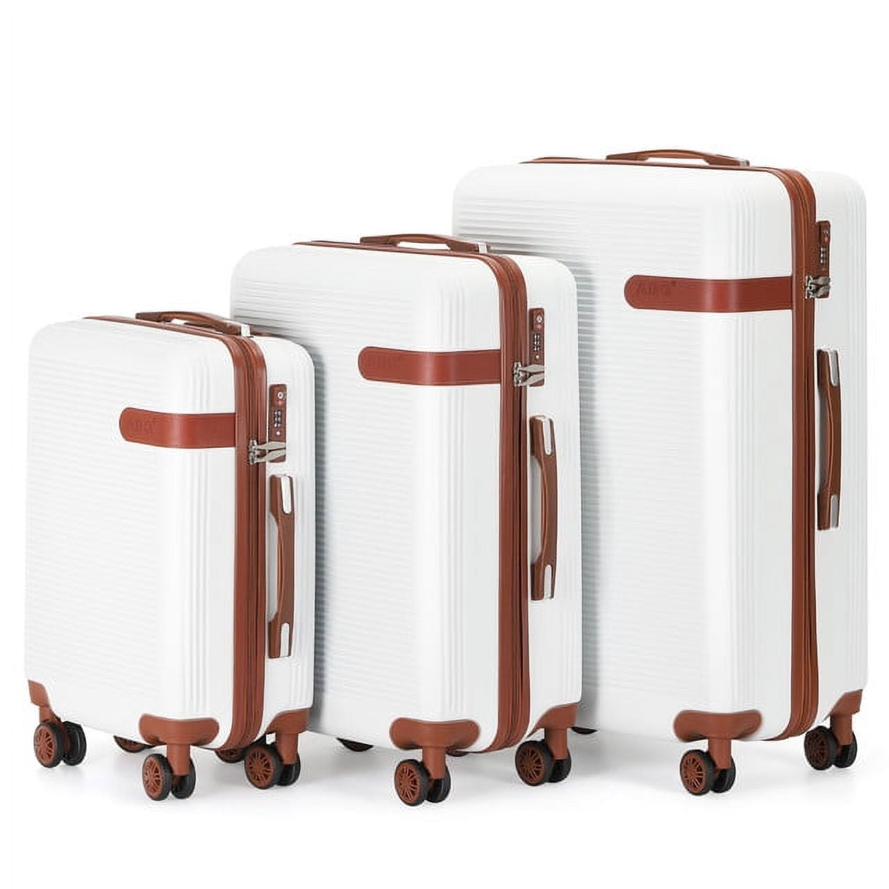 Hikolayae Coast Collection Hardside Spinner Luggage Sets in White, 3 Piece - TSA Lock