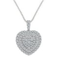 thumbnail image 1 of 1/2 Carat Round Shape White Natural Diamond Heart Cluster Pendant Necklace 14k White Gold Over Sterling Silver With 18" Chain (I-J Color, I2-I3 Clarity, 0.50 Cttw), 1 of 1