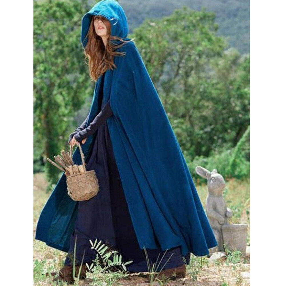 Womens Long Cape Cloak Hooded Wool Blend Coat Sleeveless Winter Poncho