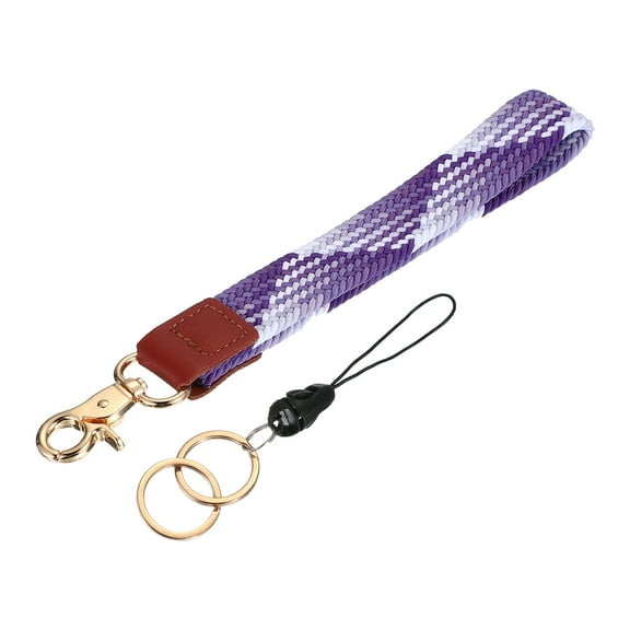 Uxcell 7.6" Keychain Wristlet, Key Chain Wristlet Bracelet Braided Wrist With Double Rings Grape Purple