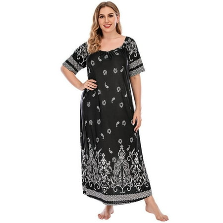 

Womens Plus Size Nightgowns V Neck Loungewear Short Sleeve Sleepwear Plus Size Night Wear L-5XL