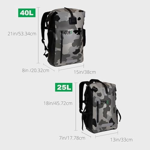 COR Surf Water Resistant Dry Bag Laptop Backpack for Water Sports (Black, 25L)