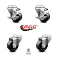 thumbnail image 2 of 3.5 Inch Phenolic Wheel Swivel Bolt Hole Caster Set with 2 Brake Service Caster, 2 of 2