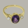 thumbnail image 5 of LBG British Made 10k Yellow Gold Natural Amethyst & Cubic Zirconia Womens Anniversary Ring - 33 size options - Size 4.75, 5 of 6