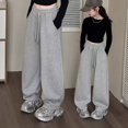 thumbnail image 5 of UACY Boys Girls Baggy Sweatpants Wide Leg Barrel Elastic Waist Drawstring Casual Loose Joggers Track Pant (Grey, 9-10 Years), 5 of 6