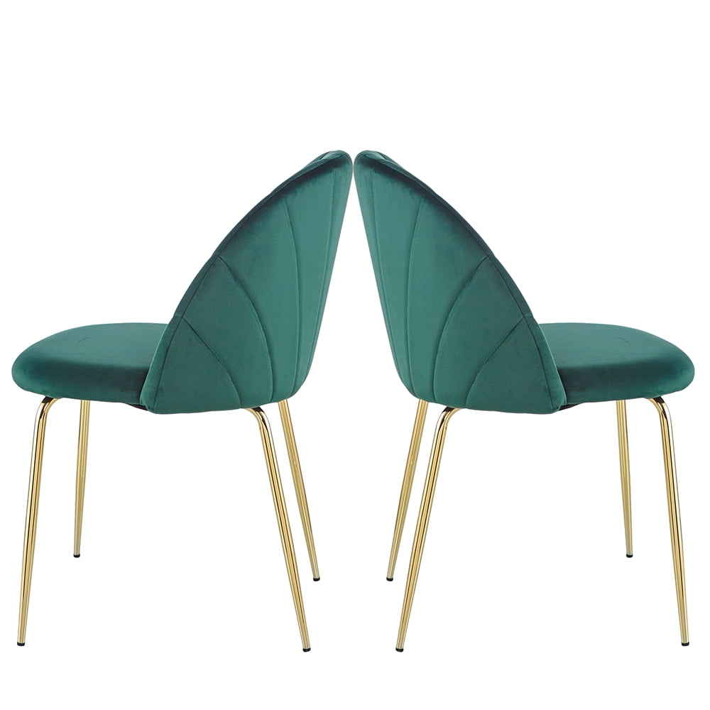 Kepooman Modern Green Dining Chairs Set of 2, Chic Velvet Chairs with Golden Metal Legs and Padded Seat&Back at Home, Leisure Side Chairs for Makeup/Bedroom/Kitchen/Living Room/Cafe Kepooman Modern Green Dining Chairs Set of 2, Chic Velvet Chairs with Golden Metal Legs and Padded Seat&Back at Home, Leisure Side Chairs for Makeup/Bedroom/Kitchen/Living Room/Cafe