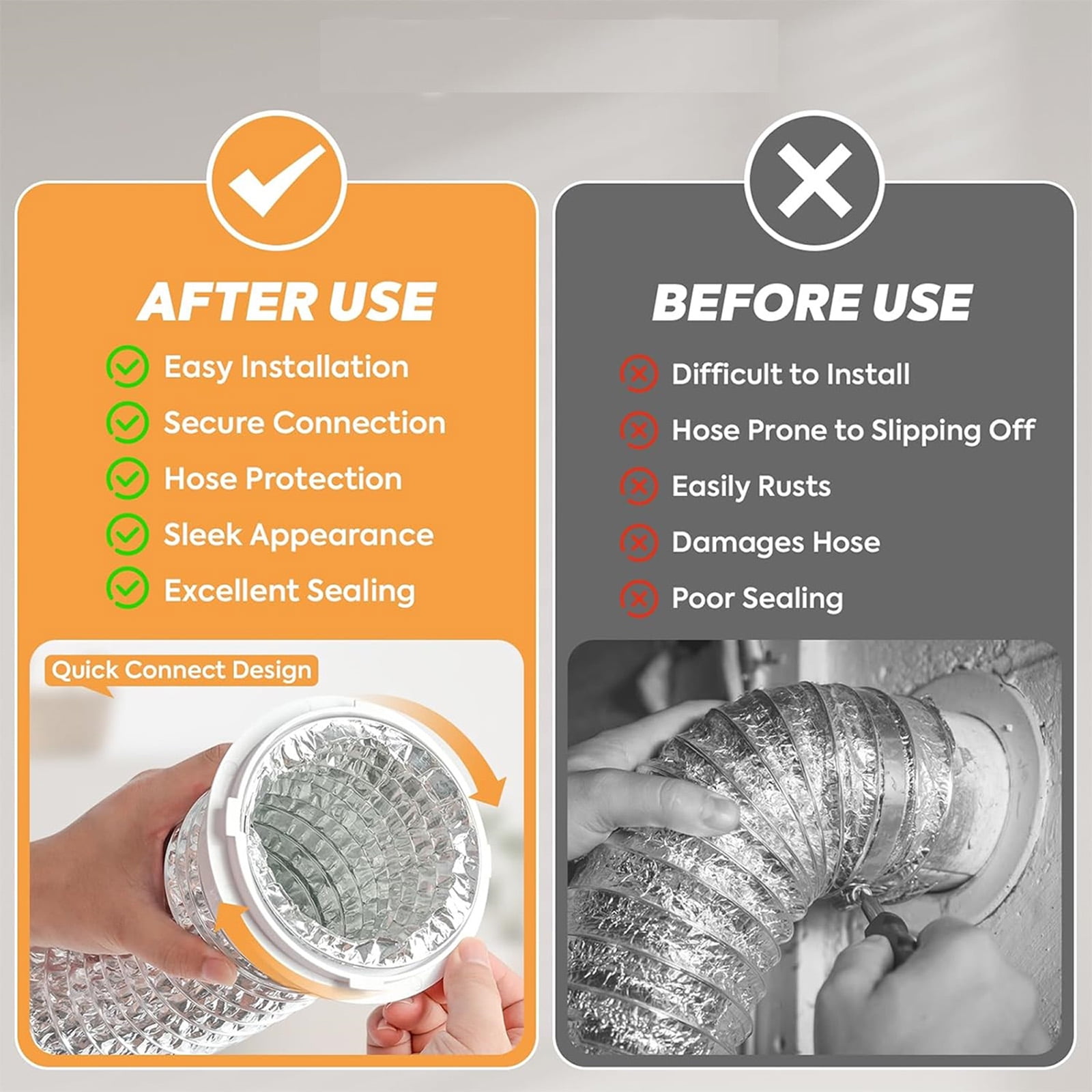Flexible Aluminum HVAC Ventilation Duct Hose 90 Degree Elbow for Dryer Heating Cooling Exhaust Systems