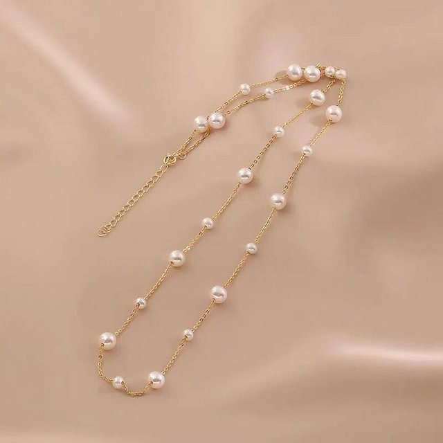 Collar de perlas naturales de agua dulce para mujer, cadena de clavícula de alto sentido, nicho de lujo francés, moda original, nuevo