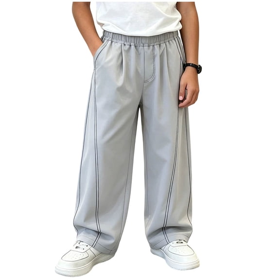 Edvintorg Baggy Sweatpants For Boys Streetwear Casual Wide Leg Pants Elastic Waist Loose Trousers with Pockets Teen Boy Clothes Size 5-15