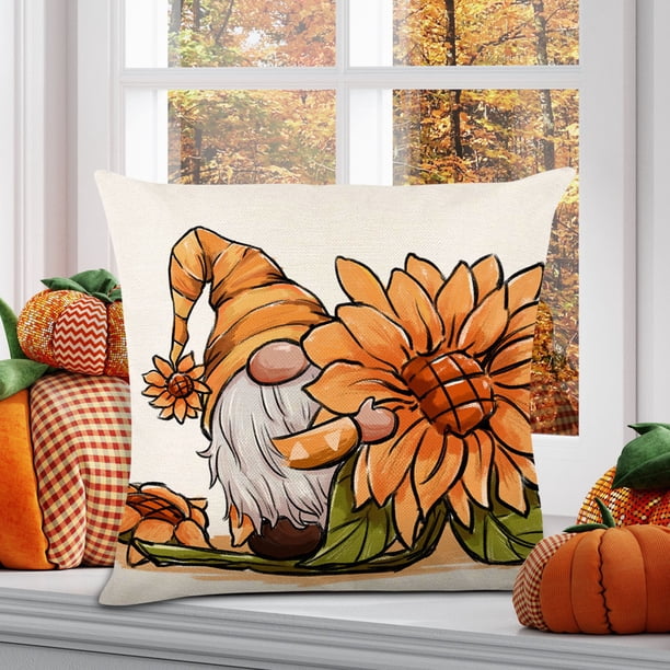 Pillow Cover Pumpkin Gnome Cushion Cover Digital Printing Home Decor Cushion