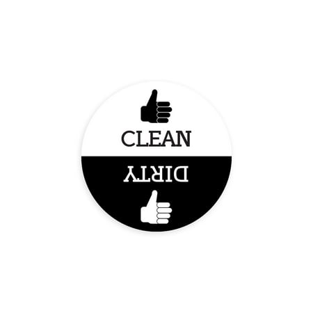 

Dishwasher Magnet Clean Dirty Sign - Round Black & White Refrigerator Magnets (Thumbs Up/Thumbs Down - Regular) - Funny Housewarming Gifts by Flexible Magnets
