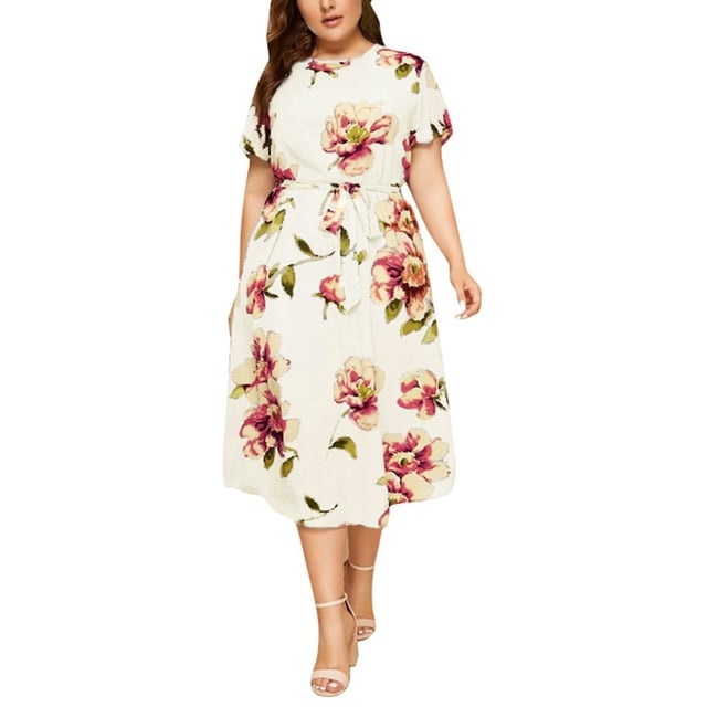 Ketyyh-chn99 Blouses pour Femmes Mode Chic Robe Soleil Robes pour Femmes Robe Droite Unie pour Vacances Robe à Enfiler Robe de Plage Blanc,2TG