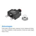 thumbnail image 4 of Unique Bargains Circuit Overload Protector 15A AC125/250V DC32V Push Button Thermal Circuit Breaker with Waterproof Caps 3pcs, 4 of 5