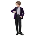 thumbnail image 2 of Boys Suits Slim Fit 4 Piece Formal Dresswear Suit for Kids Tuxedo Wedding Set Toddler Boy Dress with Vest Shirt Pants and Tie Purple 11-12 Years, 2 of 7