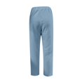 thumbnail image 4 of ICHUANYI Clearance Women's Solid Color Casual Slim High Elastic Waist Hypotenuse Button Sports Cotton And Linen Pants(Sky Blue, M) ICHUANYI WER2023080907860, 4 of 5
