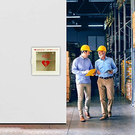 Non Alarmed AED Defibrillator Wall Mounted Storage Cabinet - 14.1'' x 7'' x 13.75'' Steel AED Holder Defibrillator Cabinet for Emergency at Home, Office, Warehouse, and Nursing Home